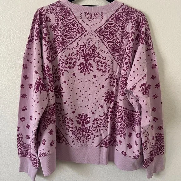 NWT Sundance Sz XXL Maebelle Pink Sweatshirt Embroidered Paisley Boho Loungewear - Picture 6 of 10